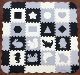 Puzzle piankowe mata kojec dla dzieci 36 elementów czarno-szare-ecru