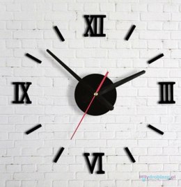 Zegar Ścienny naklejany czarny cyfry rzymskie