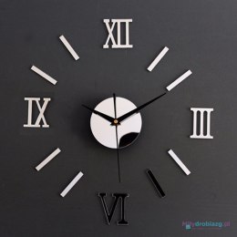 Zegar Ścienny srebrny cyfry rzymskie