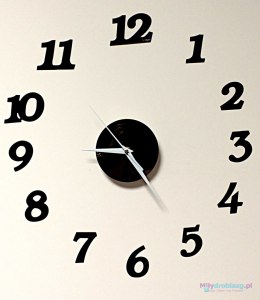 Zegar Ścienny naklejany czarny 12 godzin nowoczesny