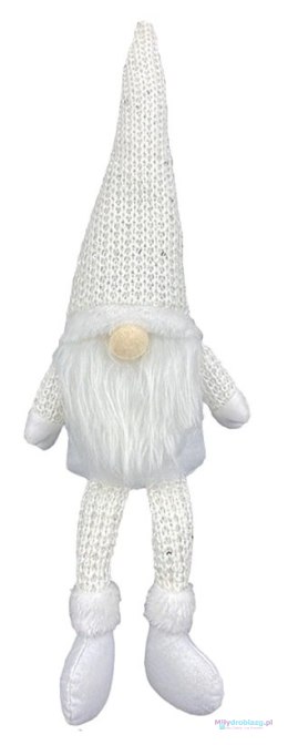 Krasnal skrzat świąteczny z brodą biały 47cm