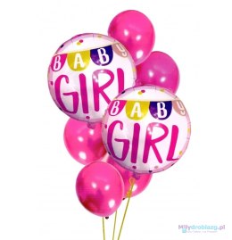 Balony na urodziny babyshower girl 7szt. 30-46cm