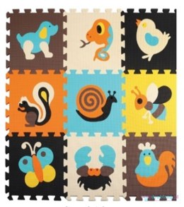 Puzzle piankowe mata dla dzieci 9 elementów kolorowe zwierzątka 85cm x 85cm x 1cm