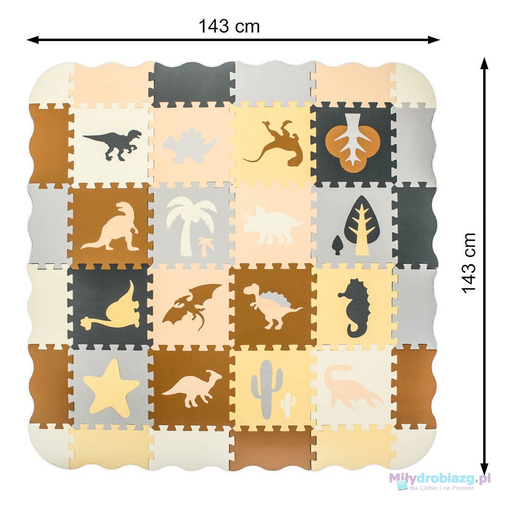 Puzzle piankowe mata / kojec 36el. dinozaury 143cm x 143cm x1cm