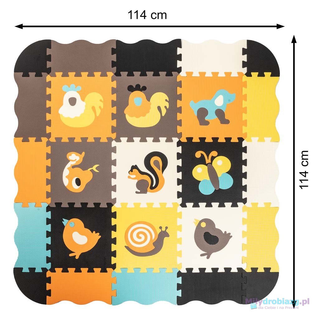 Puzzle piankowe mata / kojec dla dzieci 25el. kolorowe zwierzątka 114cm x 114cm x 1cm