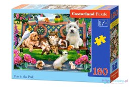 CASTORLAND Puzzle 180 elementów Pets in the Park - Zwierzęta w parku 7+