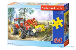 CASTORLAND Puzzle 60 elementów Forest Site - Ciągnik z chwytakiem 5+