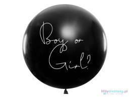 Balon Gender Reveal Chłopiec czy dziewczynka niebieskie konfetti 100cm