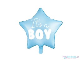 Balon foliowy "It's a boy" na baby shower gwiazda niebieska 48cm