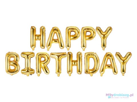 Balon foliowy dekoracja urodzinowa Happy Birthday złota 340cm x 35cm