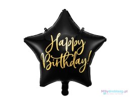 Balon foliowy urodzinowy gwiazdka Happy Birthday 40cm czarny