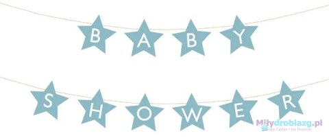 Baner napis na baby shower gwiazdki jasnoniebieskie 290cm x 16,5cm