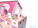 Domek dla lalek drewniany MDF + mebelki 70cm różowy LED