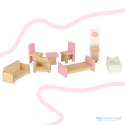 Domek dla lalek drewniany różowy montessori mebelki akcesoria 36cm