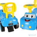 Jeździk pchacz samochodzik uśmiechnięty z klaksonem niebieski