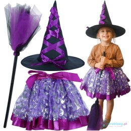 Kostium strój czarownica wiedźma 3 elementy fioletowy