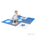 Puzzle piankowe mata dla dzieci 180x180cm 9 elementów szara niebieska biała