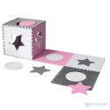 Mata edukacyjna dla dzieci piankowa puzzle 9 elementów 60 x 60 x 1 cm szara różowa