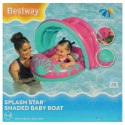 BESTWAY 34091 Kółko do pływania dla niemowląt koło pontonik dla dzieci dmuchany z siedziskiem z daszkiem różowy 1-2lata 18kg