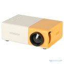 Mini projektor rzutnik przenośny LED TFT LCD 1920x1080 24-60" USB HDMI 12V biało-pomarańczowy