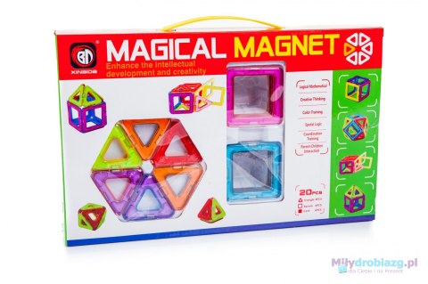 Klocki magnetyczne kolorowe MAGICAL MAGNET 20SZT