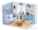 Domek dla lalek drewniany pokój dzienny model do złożenia LED DIY